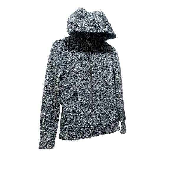 Lululemon Scuba Hoodie Y2K Womens 4 Gray Luminesce Splatter Embroidered Logo - Picture 3 of 16